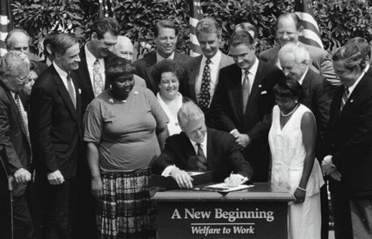 To help seal his reelection in 1996, Bill Clinton makes “welfare reform” the law of the land.