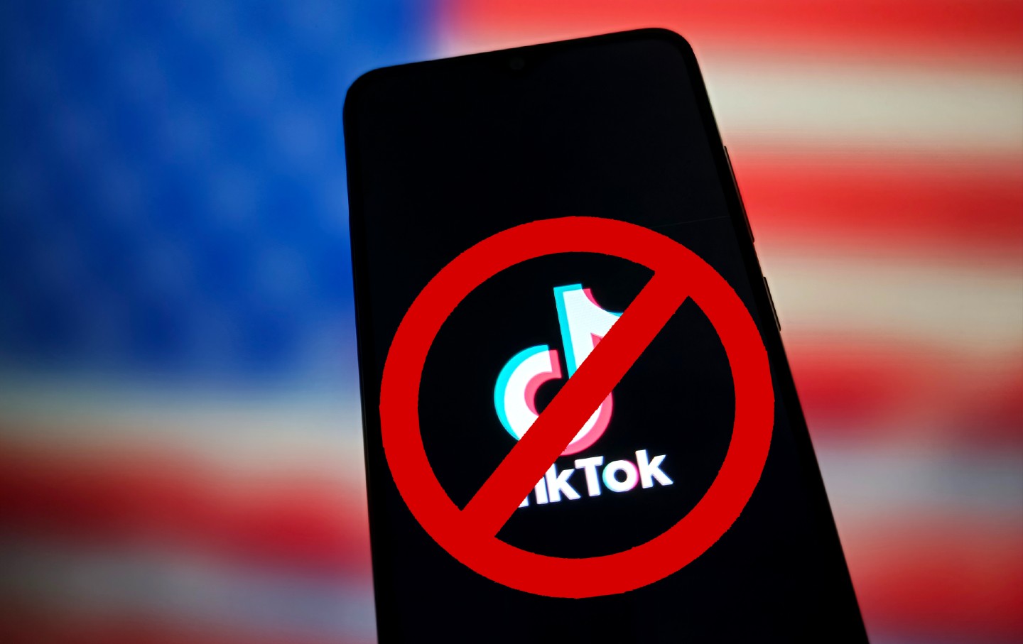 A banned TikTok logo displayed on a smartphone in Suqian, China, on January 15, 2025.