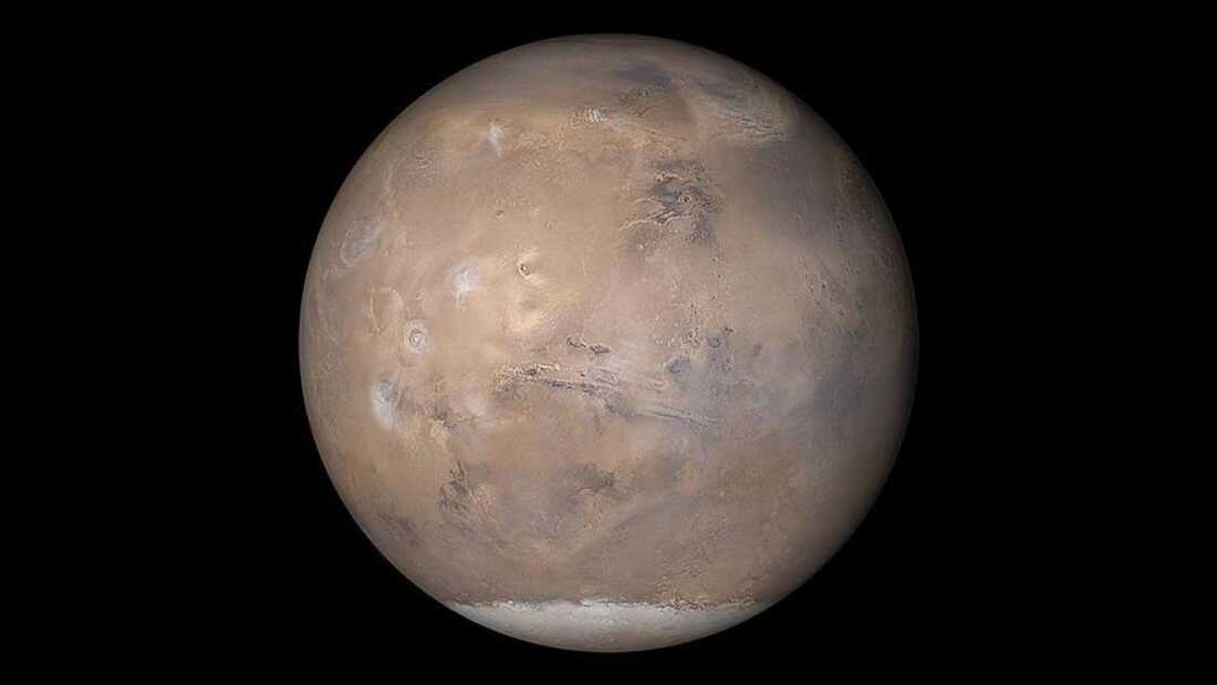 Mars, from composite of photos from three cameras obtained on May 12, 2003.